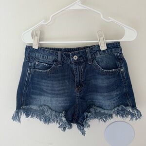 Vanilla Star Festival Shorts Frayed Hem Medium Wash SZ 7